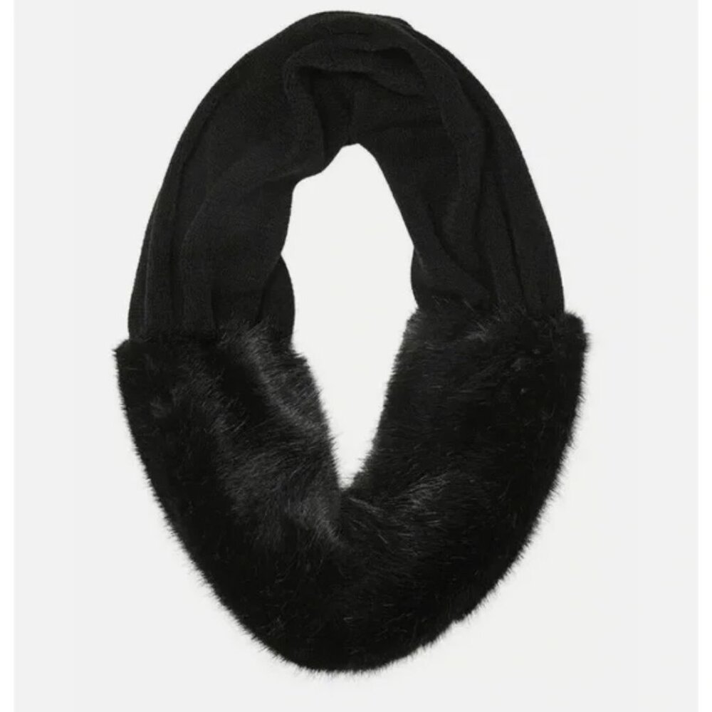 CABI Women's Black Faux Fur Calm Infinity Scarf Onesize - Picture 2 of 6